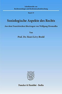 Kartonierter Einband Soziologische Aspekte des Rechts. von Henri Lévy-Bruhl