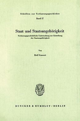 Kartonierter Einband Staat und Staatsangehörigkeit. von Rolf Grawert