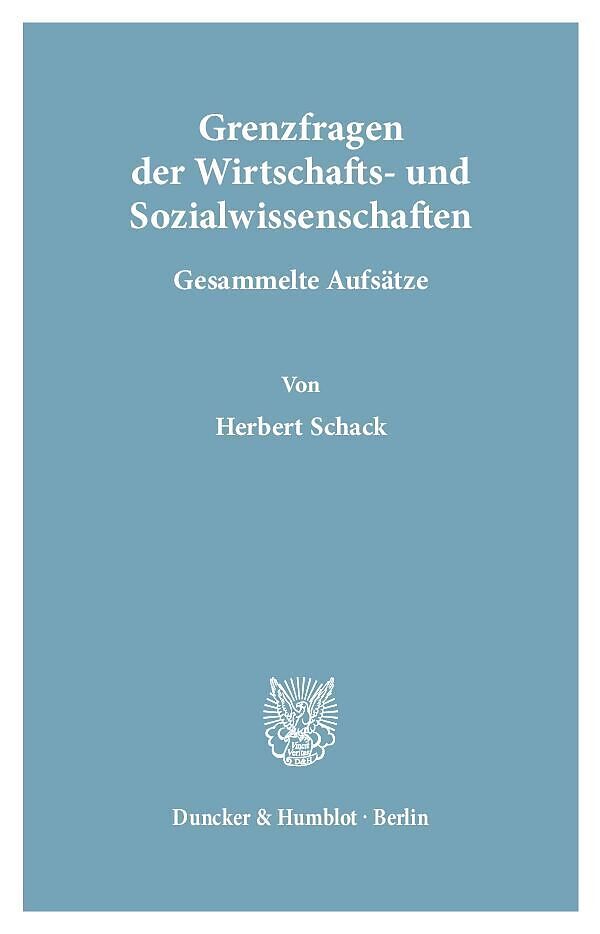 Grenzfragen der Wirtschafts- und Sozialwissenschaften