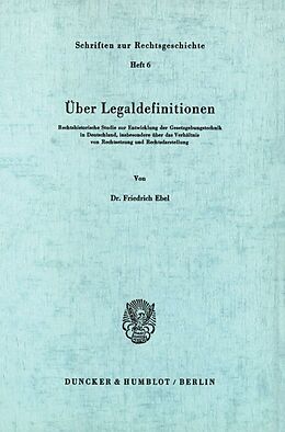 Kartonierter Einband Über Legaldefinitionen. von Friedrich Ebel