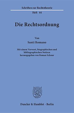 Kartonierter Einband Die Rechtsordnung. von Santi Romano