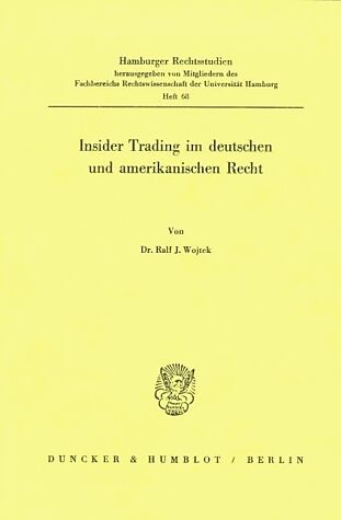 Insider Trading im deutschen und amerikanischen Recht.