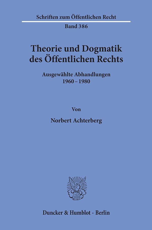 Theorie und Dogmatik des Öffentlichen Rechts.