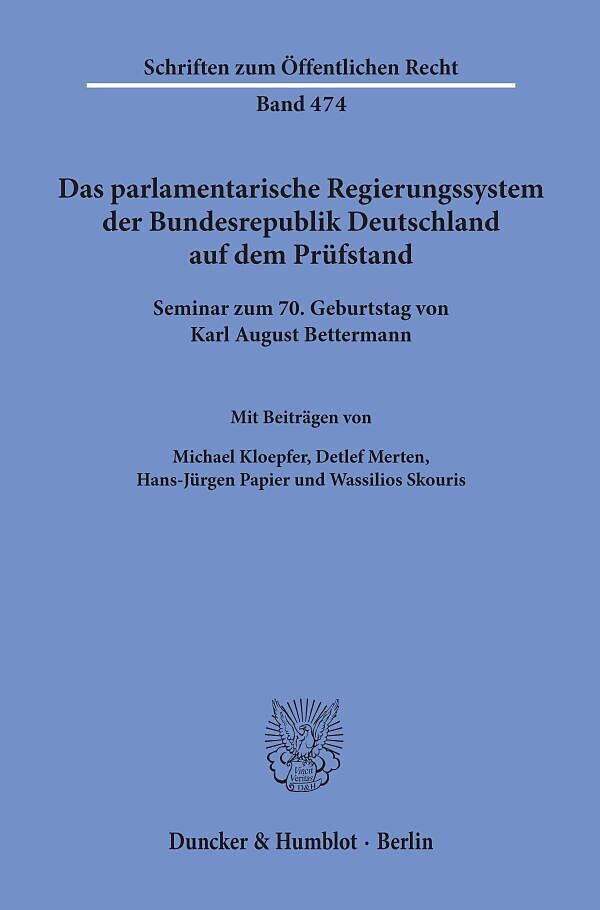 Das parlamentarische Regierungssystem der Bundesrepublik Deutschland auf dem Prüfstand.