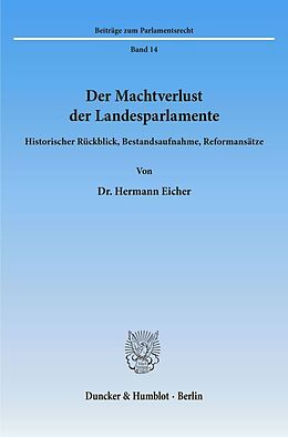 Kartonierter Einband Der Machtverlust der Landesparlamente. von Hermann Eicher