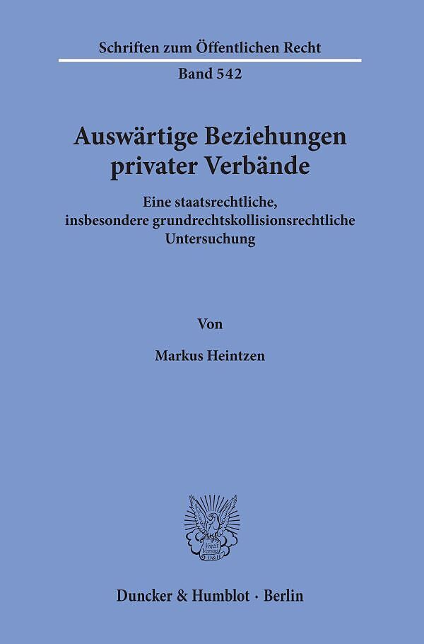 Auswärtige Beziehungen privater Verbände.