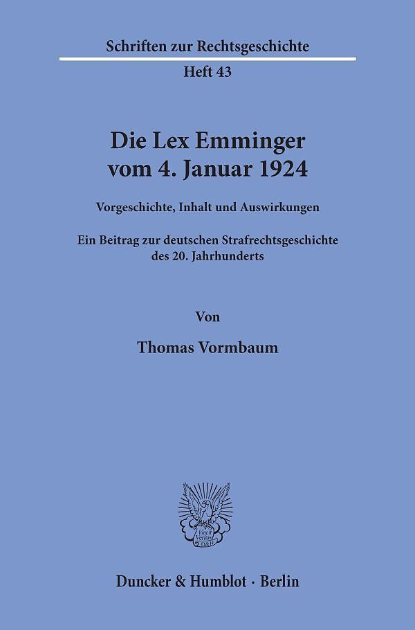 Die Lex Emminger vom 4. Januar 1924.