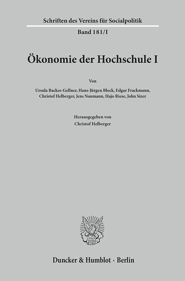 Ökonomie der Hochschule I.