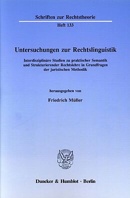 Kartonierter Einband Untersuchungen zur Rechtslinguistik. von 
