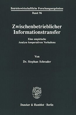 Kartonierter Einband Zwischenbetrieblicher Informationstransfer. von Stephan Schrader