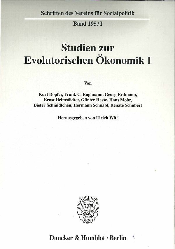 Studien zur Evolutorischen Ökonomik I.