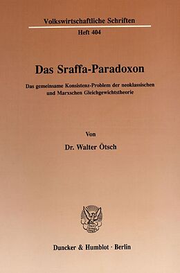 Kartonierter Einband Das Sraffa-Paradoxon. von Walter Ötsch
