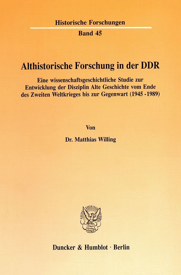 Althistorische Forschung in der DDR.