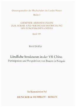 Kartonierter Einband Ländliche Strukturen in der VR China. von René Deißler