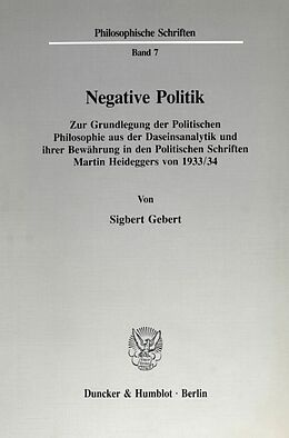 Kartonierter Einband Negative Politik. von Sigbert Gebert