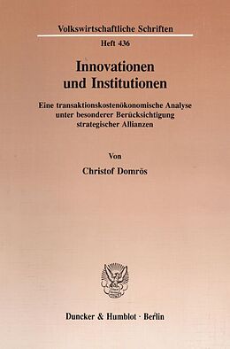 Kartonierter Einband Innovationen und Institutionen. von Christof Domrös