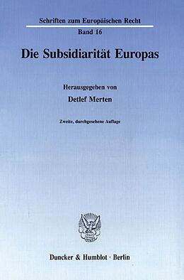 Kartonierter Einband Die Subsidiarität Europas. von 