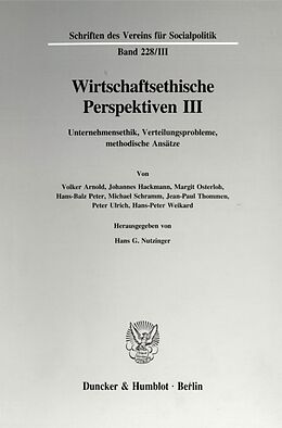 Kartonierter Einband Wirtschaftsethische Perspektiven III. von Volker Arnold, Johannes Hackmann, Margit u a Osterloh