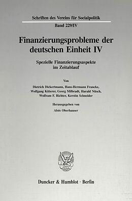 Kartonierter Einband Finanzierungsprobleme der deutschen Einheit IV. von 