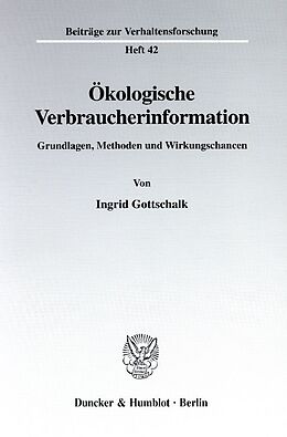 Kartonierter Einband Ökologische Verbraucherinformation. von Ingrid Gottschalk