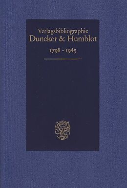 Kartonierter Einband Duncker &amp; Humblot Verlagsbibliographie 17981945. von 