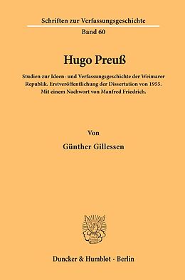 Kartonierter Einband Hugo Preuß. von Günther Gillessen