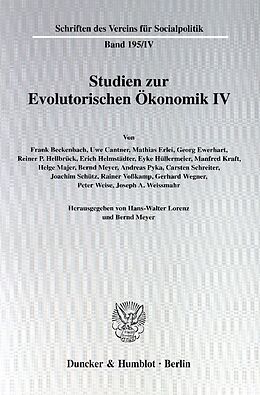 Kartonierter Einband Studien zur Evolutorischen Ökonomik IV. von 
