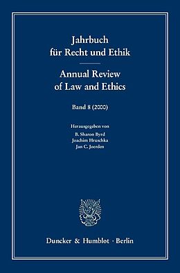 Kartonierter Einband Jahrbuch für Recht und Ethik - Annual Review of Law and Ethics. von 