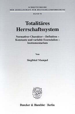 Kartonierter Einband Totalitäres Herrschaftssystem. von Siegfried Mampel