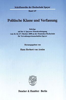Kartonierter Einband Politische Klasse und Verfassung. von 