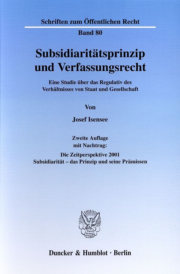Subsidiaritätsprinzip und Verfassungsrecht.