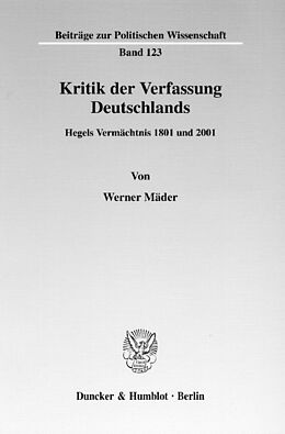 Kartonierter Einband Kritik der Verfassung Deutschlands. von Werner Mäder
