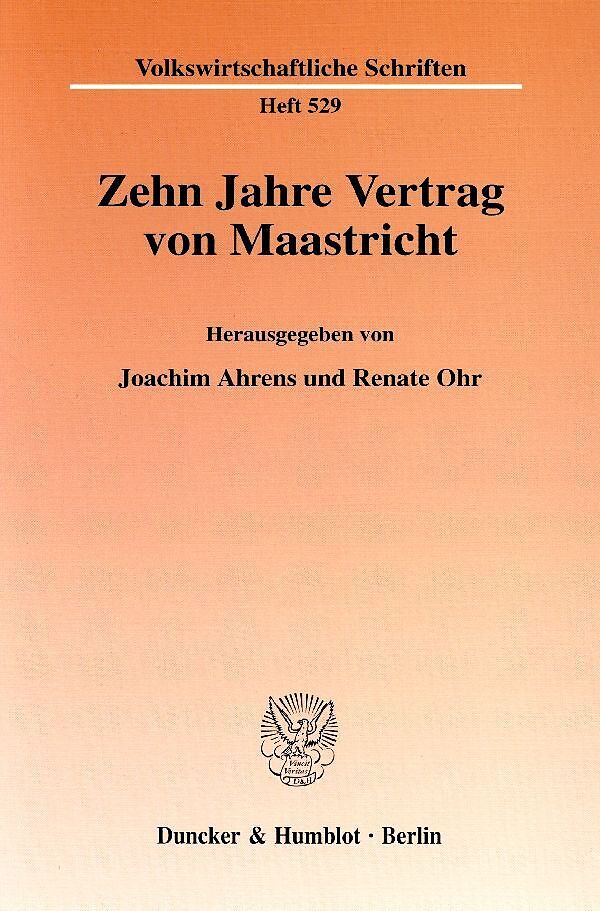 Zehn Jahre Vertrag Von Maastricht Buch Kaufen Ex Libris