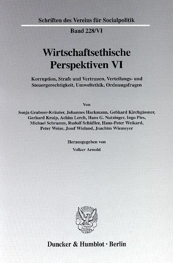 Wirtschaftsethische Perspektiven VI.