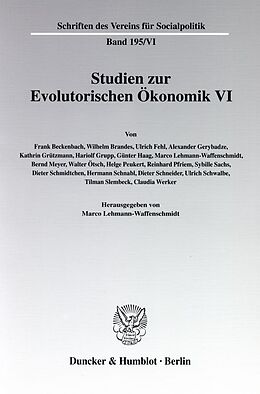 Kartonierter Einband Studien zur Evolutorischen Ökonomik VI. von 