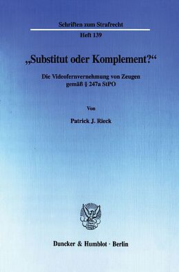 Kartonierter Einband "Substitut oder Komplement?" von Patrick J. Rieck