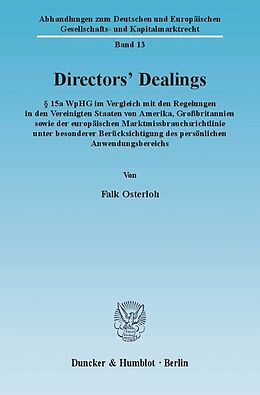 Kartonierter Einband Directors' Dealings. von Falk Osterloh