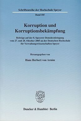 Kartonierter Einband Korruption und Korruptionsbekämpfung. von 