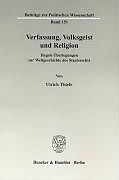 Kartonierter Einband Verfassung, Volksgeist und Religion. von Ulrich Thiele