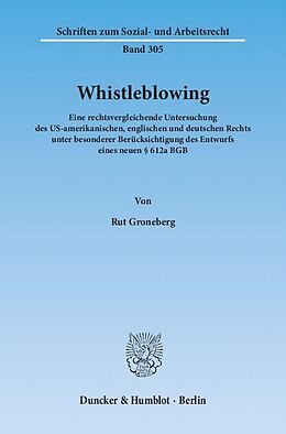 Kartonierter Einband Whistleblowing. von Rut Groneberg