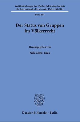 Kartonierter Einband Der Status von Gruppen im Völkerrecht. von 