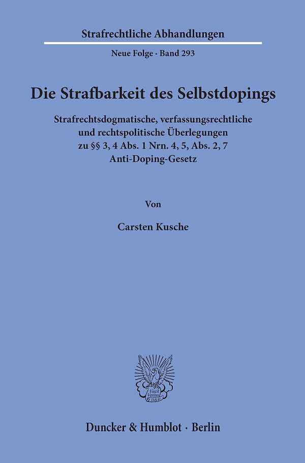 Die Strafbarkeit des Selbstdopings.