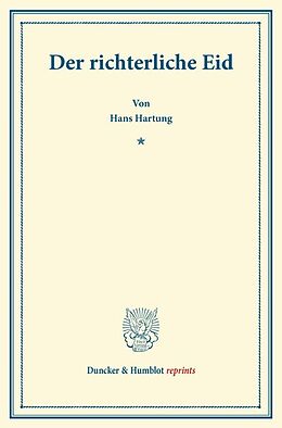 Kartonierter Einband Der richterliche Eid. von Hans Hartung