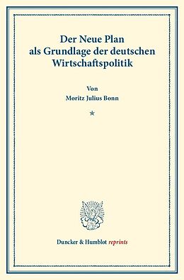 Kartonierter Einband Der neue Plan von Moritz Julius Bonn
