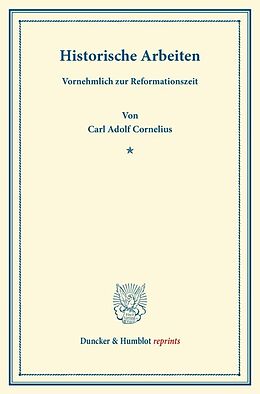 Kartonierter Einband Historische Arbeiten von Carl Adolf Cornelius