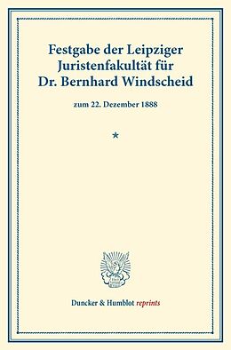 Kartonierter Einband Festgabe der Leipziger Juristenfakultät für Dr. Bernhard Windscheid von 