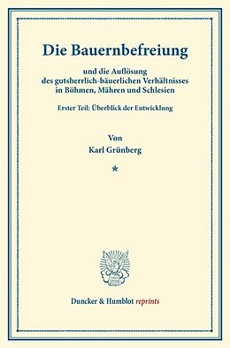 Kartonierter Einband Die Bauernbefreiung von Karl Grünberg