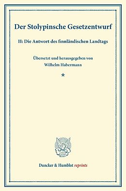 Kartonierter Einband Der Stolypinsche Gesetzentwurf. von 