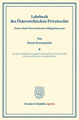 Kartonierter Einband Lehrbuch des Österreichischen Privatrechts. von Horaz Krasnopolski