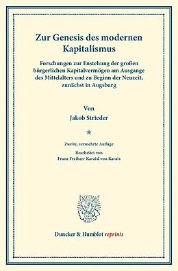 Kartonierter Einband Zur Genesis des modernen Kapitalismus. von Jakob Strieder